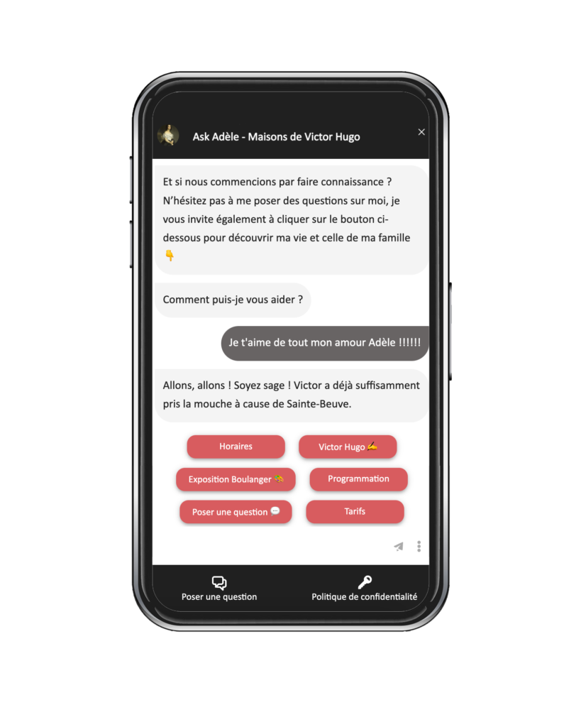 Rencontrer Adèle Hugo, le chatbot de la Maison de Victor Hugo