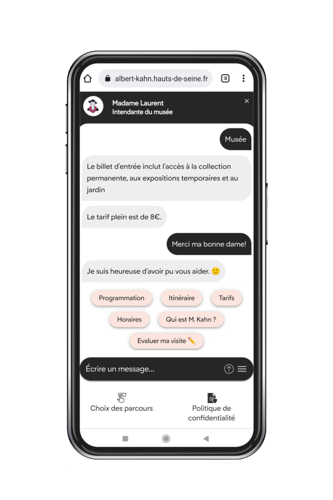 Meilleure réplique de chatbot de musée
